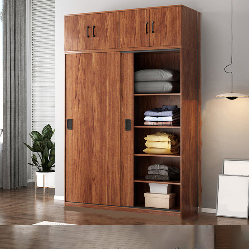 Contemporary Wardrobe Closet with Garment Rod Wooden Wardrobe Cabinet