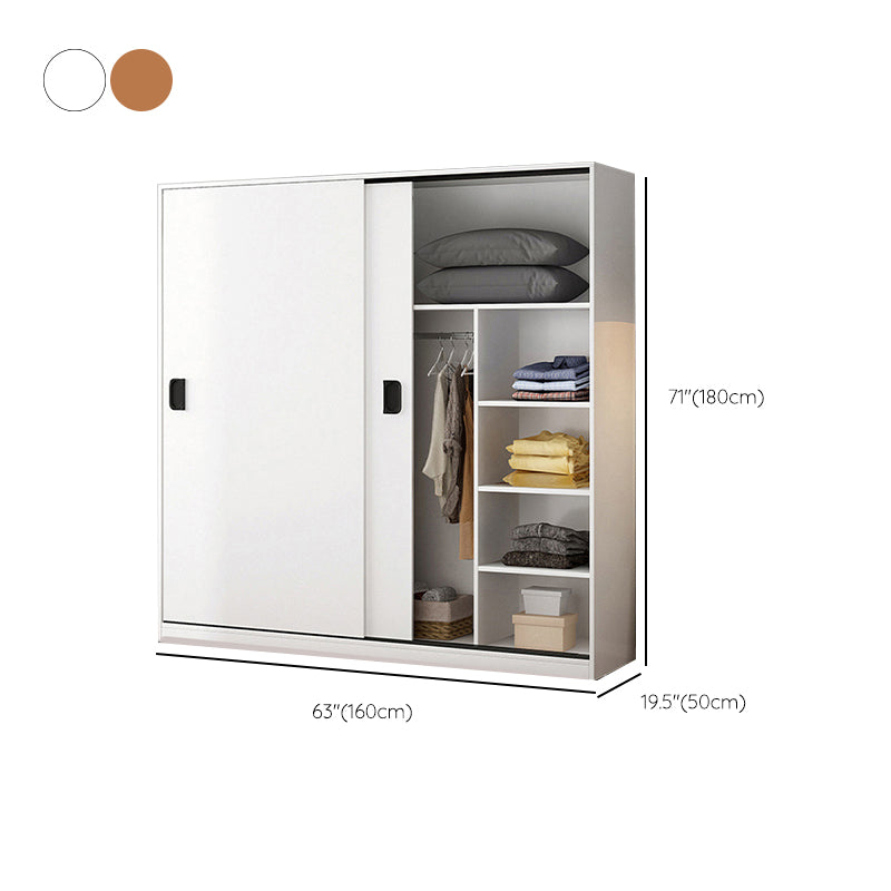 Contemporary Wardrobe Closet with Garment Rod Wooden Wardrobe Cabinet