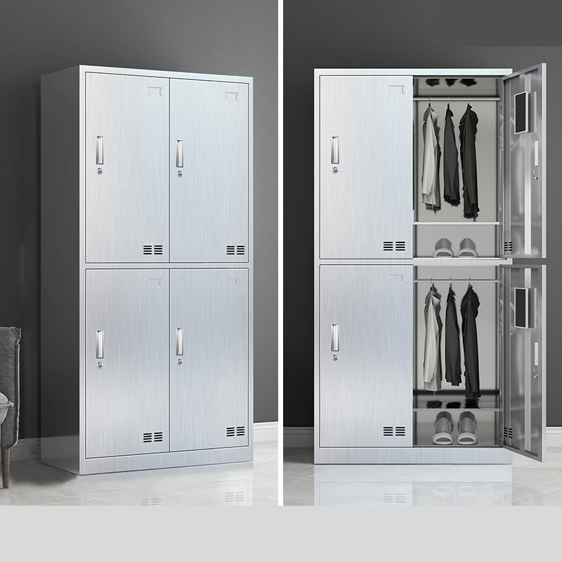 Modern Chrome Storage Cabinet for Bathroom Metal Cabinet with Hinged Doors