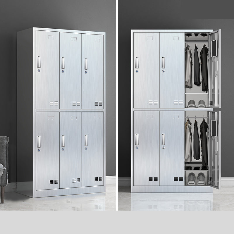 Modern Chrome Storage Cabinet for Bathroom Metal Cabinet with Hinged Doors