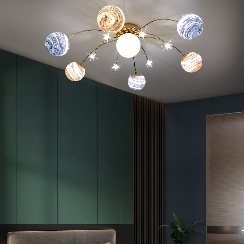 Modern Ceiling Light Glass Shade Flush Mount Lighting Fixture for Bedroom