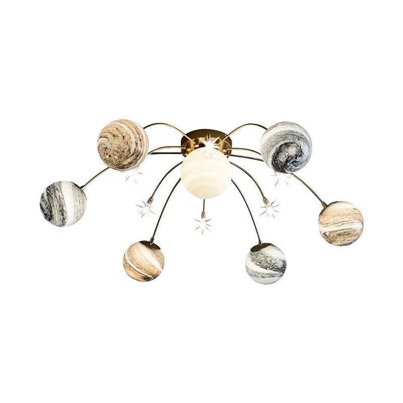 Modern Ceiling Light Glass Shade Flush Mount Lighting Fixture for Bedroom