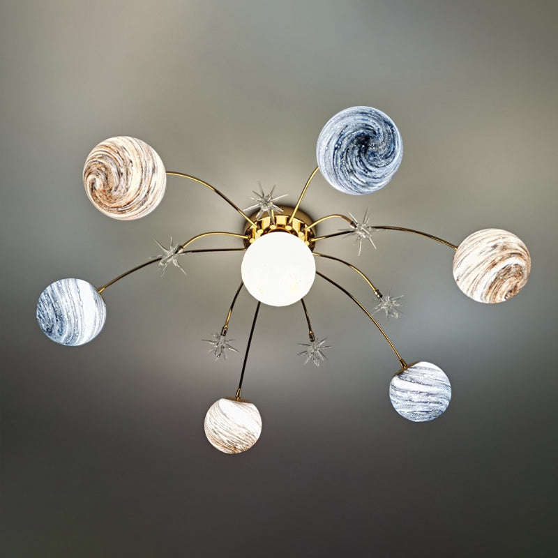 Modern Ceiling Light Glass Shade Flush Mount Lighting Fixture for Bedroom