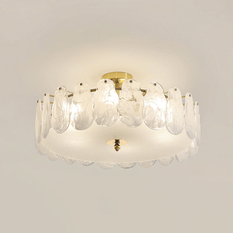 Contemporary Ceiling Lamp Glass Shade Flush Mount Lighting Fixture for Bedroom