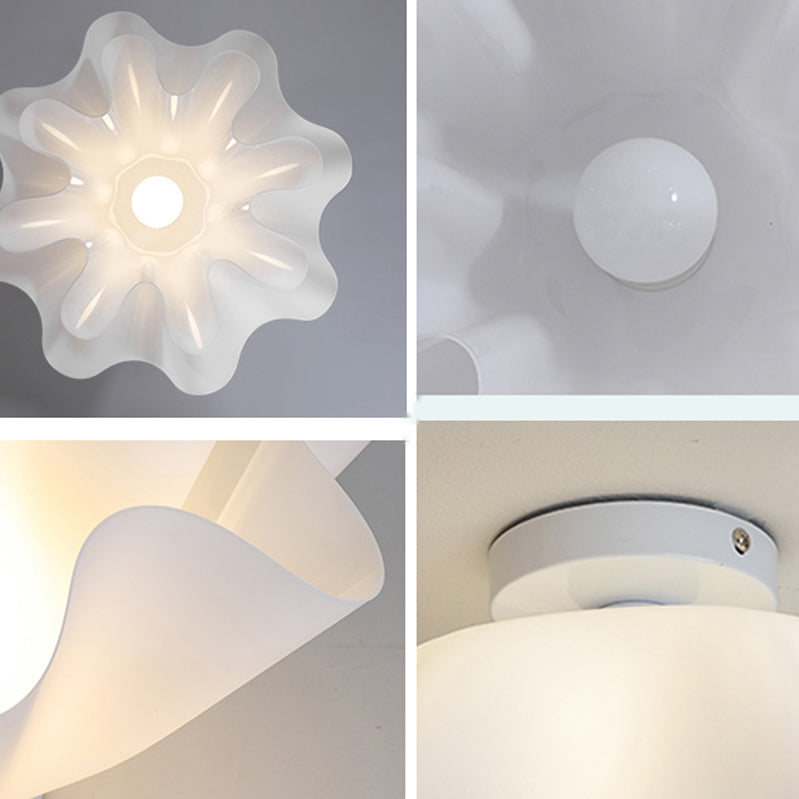 Flower Shape 1 - Light Flush Mount Light Iron and Acrylic Flush in White