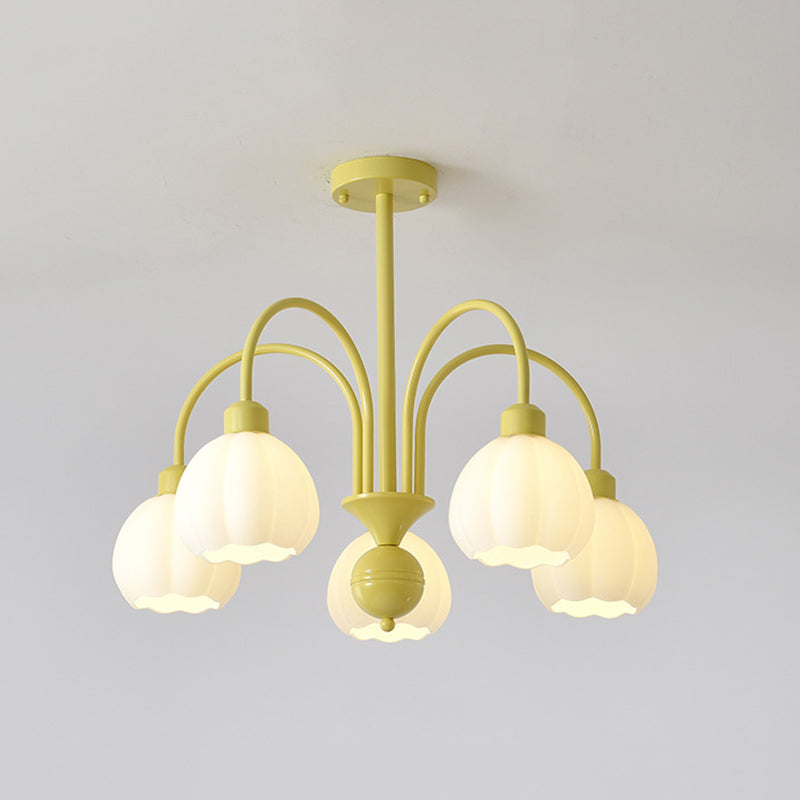 Nordic Glass Ceiling Light Green Flush Mount Lighting Fixture for Bedroom