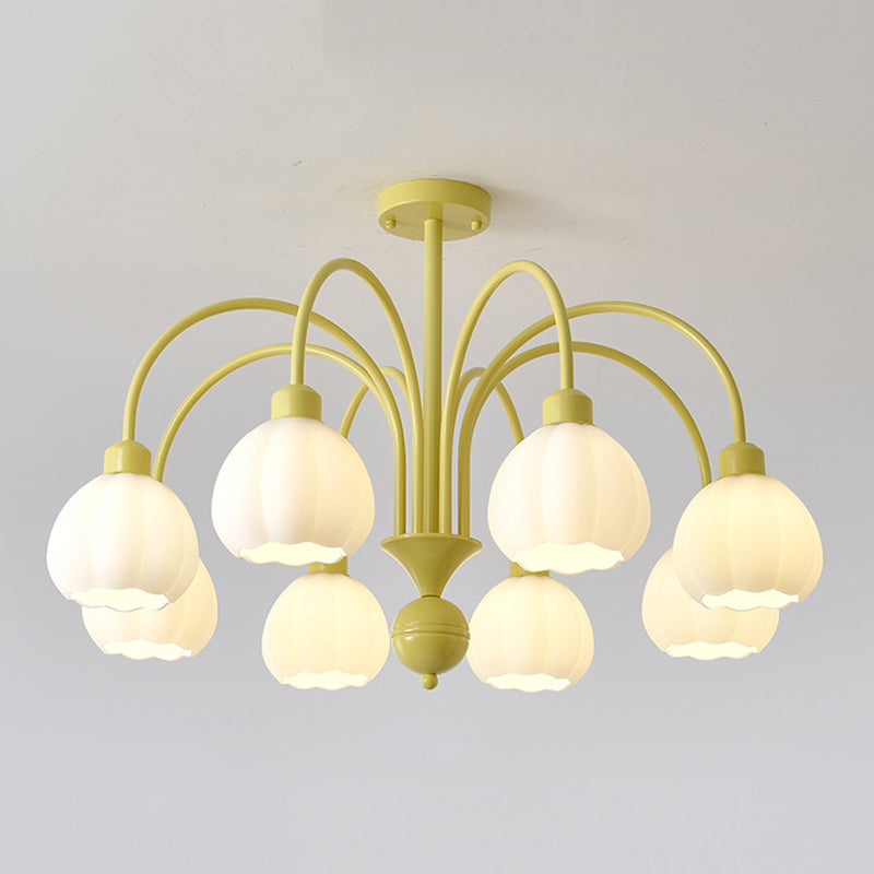 Nordic Glass Ceiling Light Green Flush Mount Lighting Fixture for Bedroom