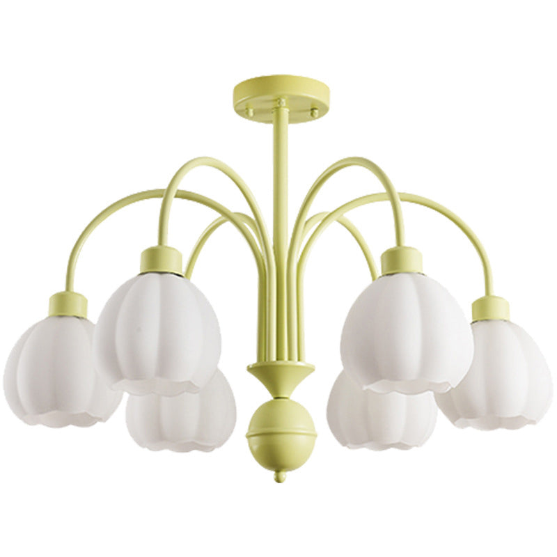 Nordic Glass Ceiling Light Green Flush Mount Lighting Fixture for Bedroom