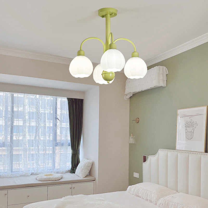 Nordic Glass Ceiling Light Green Flush Mount Lighting Fixture for Bedroom