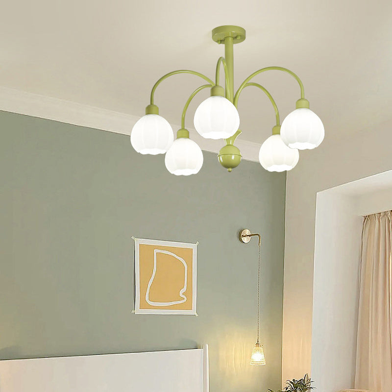 Nordic Glass Ceiling Light Green Flush Mount Lighting Fixture for Bedroom