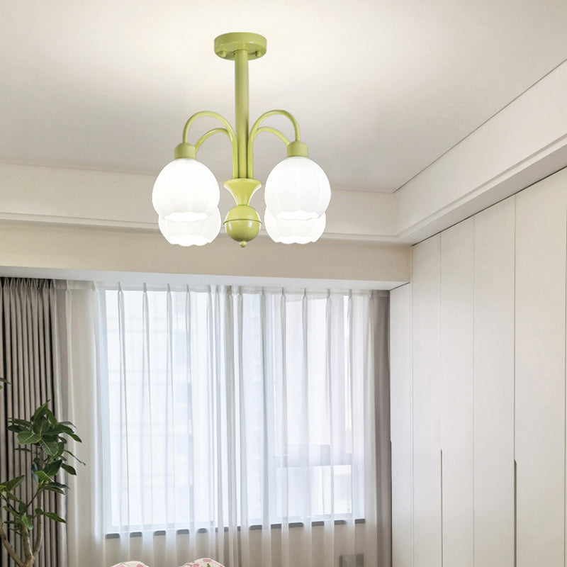 Nordic Glass Ceiling Light Green Flush Mount Lighting Fixture for Bedroom