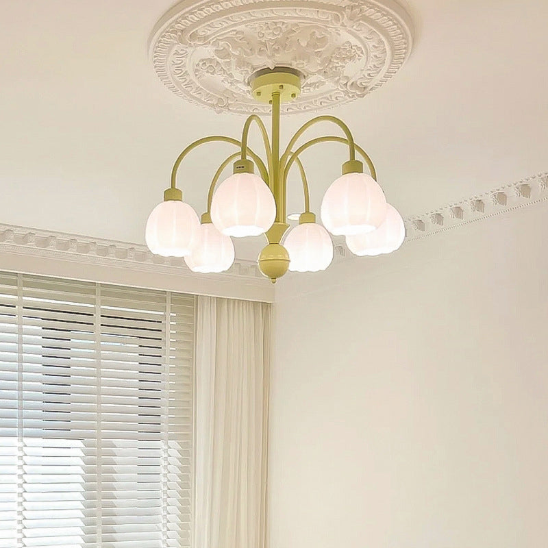 Nordic Glass Ceiling Light Green Flush Mount Lighting Fixture for Bedroom