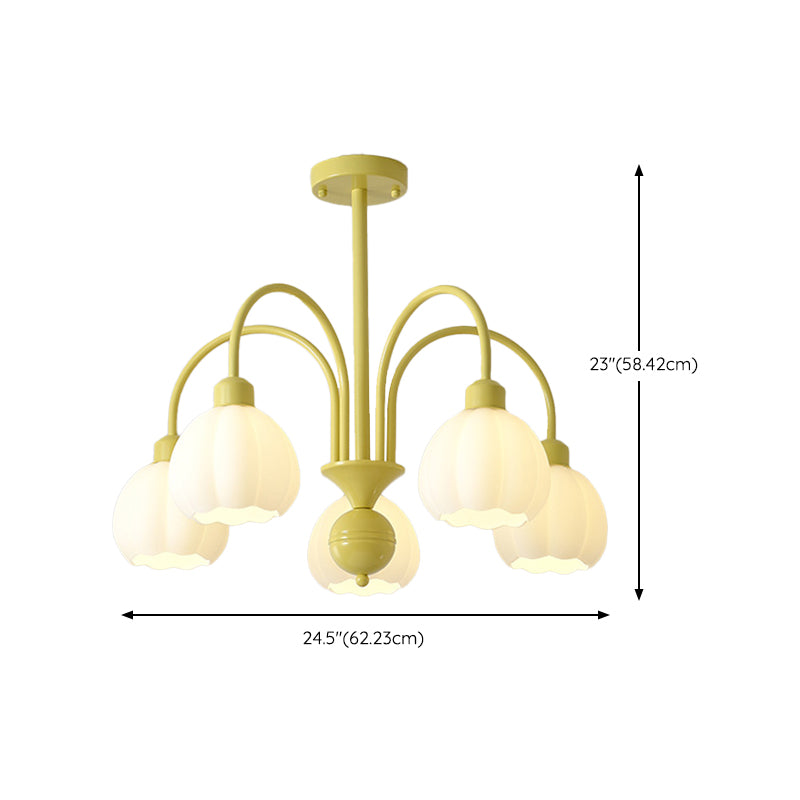 Nordic Glass Ceiling Light Green Flush Mount Lighting Fixture for Bedroom