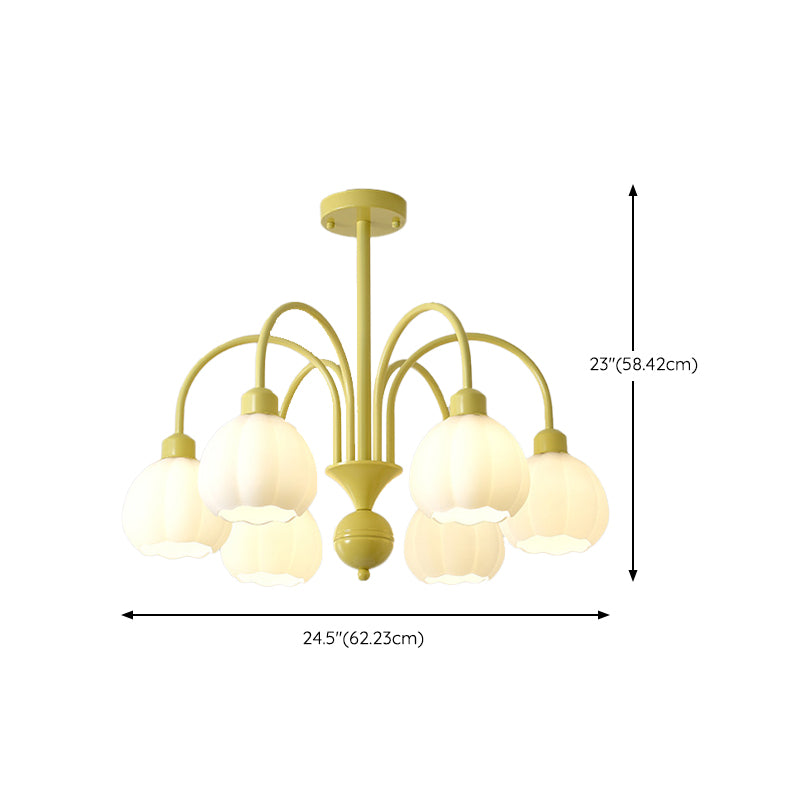 Nordic Glass Ceiling Light Green Flush Mount Lighting Fixture for Bedroom