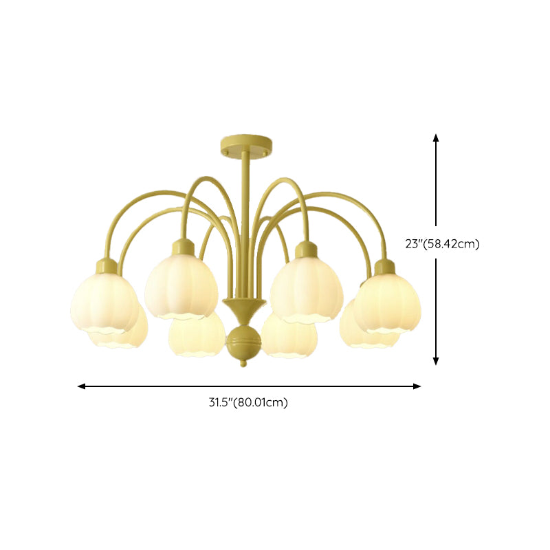 Nordic Glass Ceiling Light Green Flush Mount Lighting Fixture for Bedroom