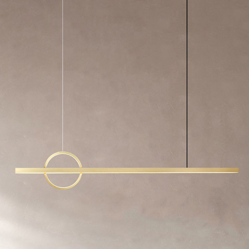 Nordic LED Island Lighting Fixture Minimalist Metallic Pendant Light for Dining Room
