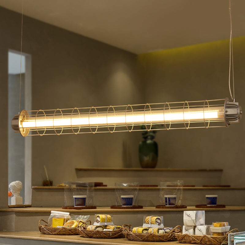 Industrial Style Hanging Lamp Cylinder Shape Island Light Fixture for Dining Table