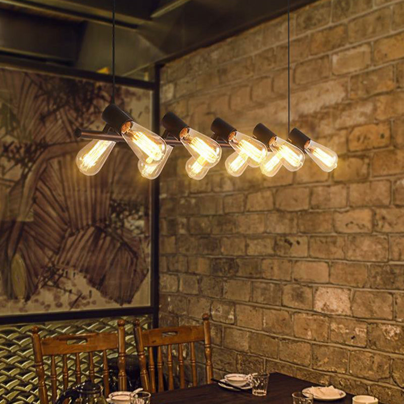 Industrial Style Iron Hanging Lamp Black Island Light Fixture for Dining Table