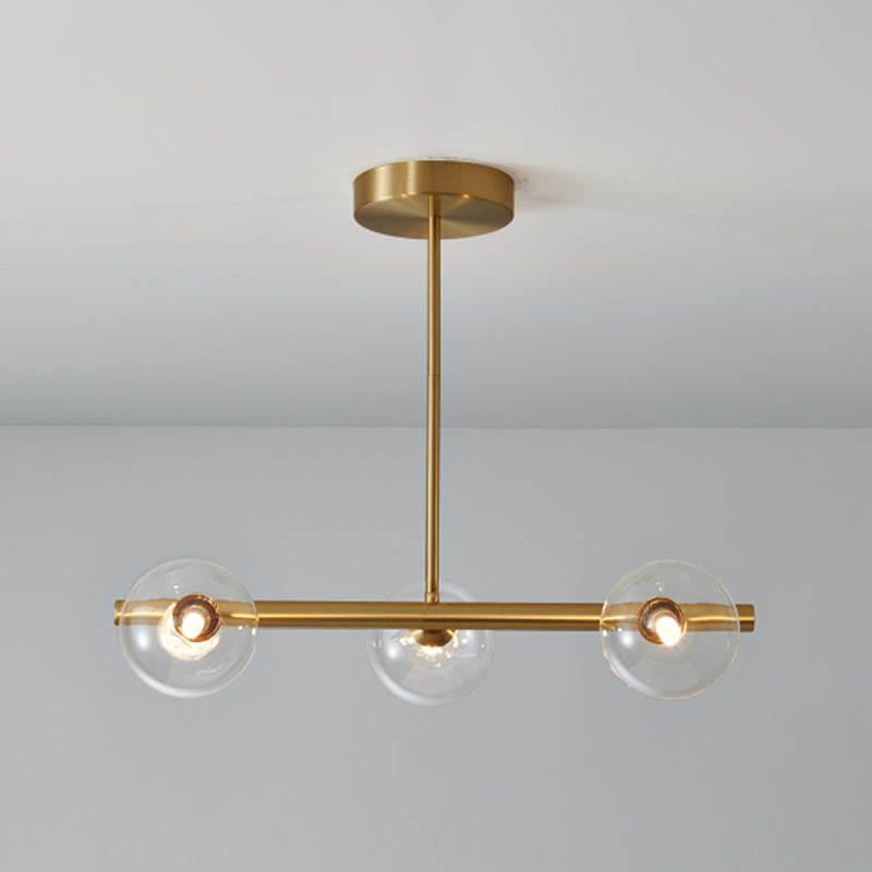 Nordic Style Copper Hanging Lamp Ball Shape Shade Island Light Fixture for Bedroom
