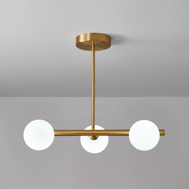 Nordic Style Copper Hanging Lamp Ball Shape Shade Island Light Fixture for Bedroom