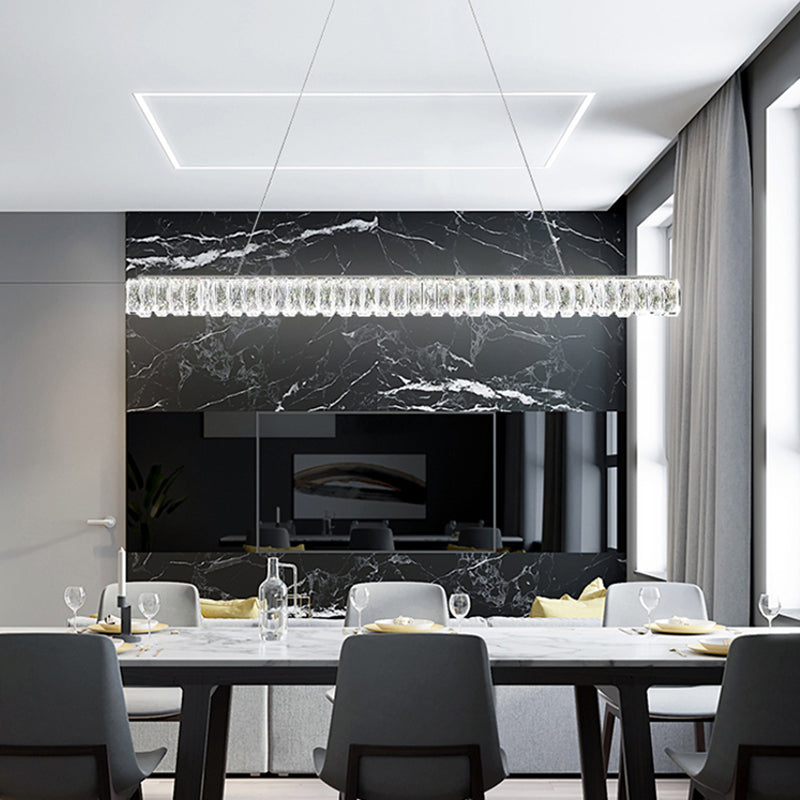 Nordic Style Crystal Hanging Lamp Rectangle Shape Island Light Fixture for Living Room