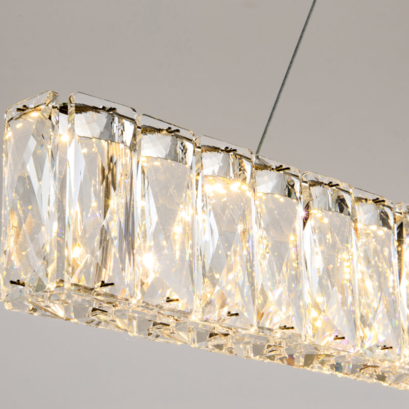 Nordic Style Crystal Hanging Lamp Rectangle Shape Island Light Fixture for Living Room