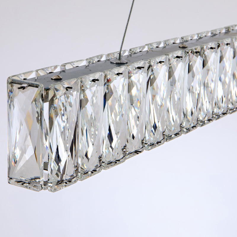Nordic Style Crystal Hanging Lamp Rectangle Shape Island Light Fixture for Living Room