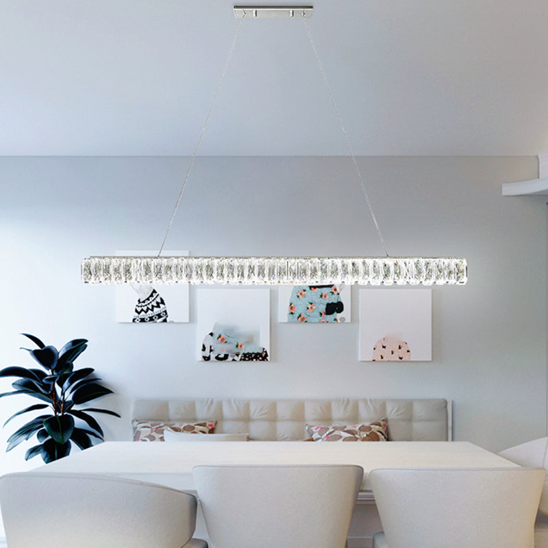Nordic Style Crystal Hanging Lamp Rectangle Shape Island Light Fixture for Living Room