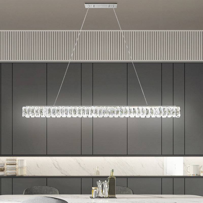 Nordic Style Crystal Hanging Lamp Rectangle Shape Island Light Fixture for Living Room