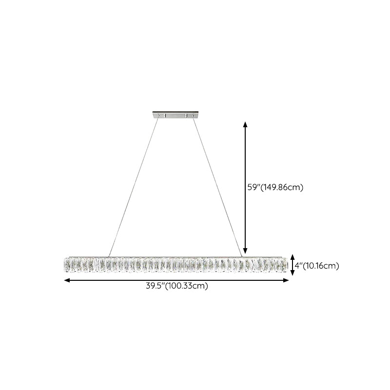 Nordic Style Crystal Hanging Lamp Rectangle Shape Island Light Fixture for Living Room