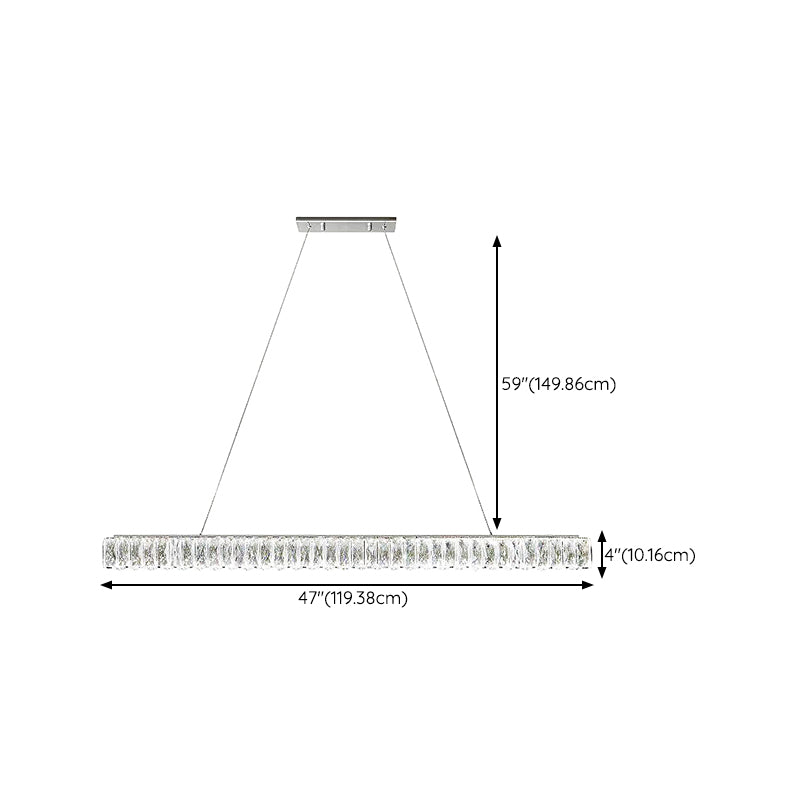 Nordic Style Crystal Hanging Lamp Rectangle Shape Island Light Fixture for Living Room