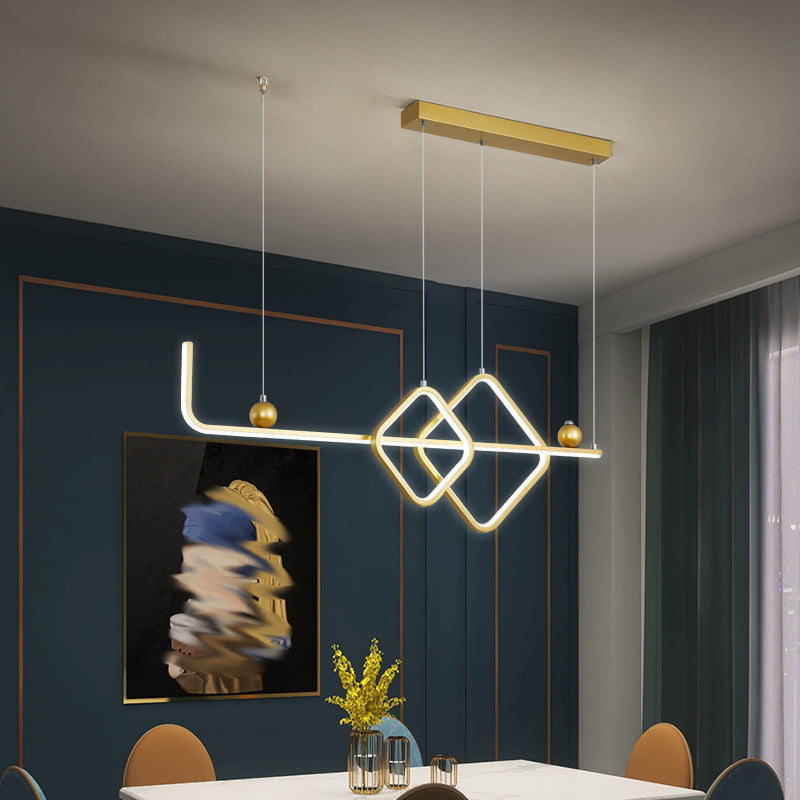Metal Linear Island Pendant Modern Multiple-Light Island Lighting