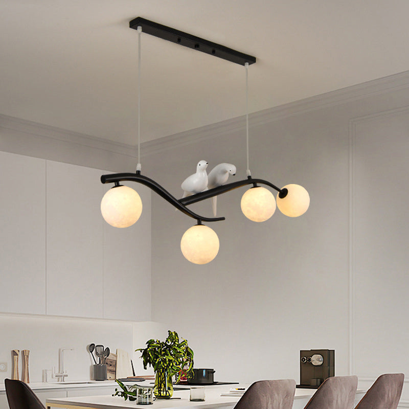 Modern Style Ball Shade Pendant Lighting 4-Lights Glass Hanging Lamp for Dining Room