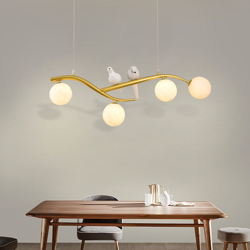 Modern Style Ball Shade Pendant Lighting 4-Lights Glass Hanging Lamp for Dining Room