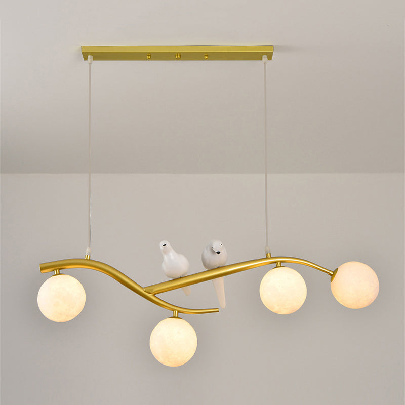Modern Style Ball Shade Pendant Lighting 4-Lights Glass Hanging Lamp for Dining Room