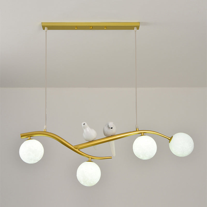 Modern Style Ball Shade Pendant Lighting 4-Lights Glass Hanging Lamp for Dining Room