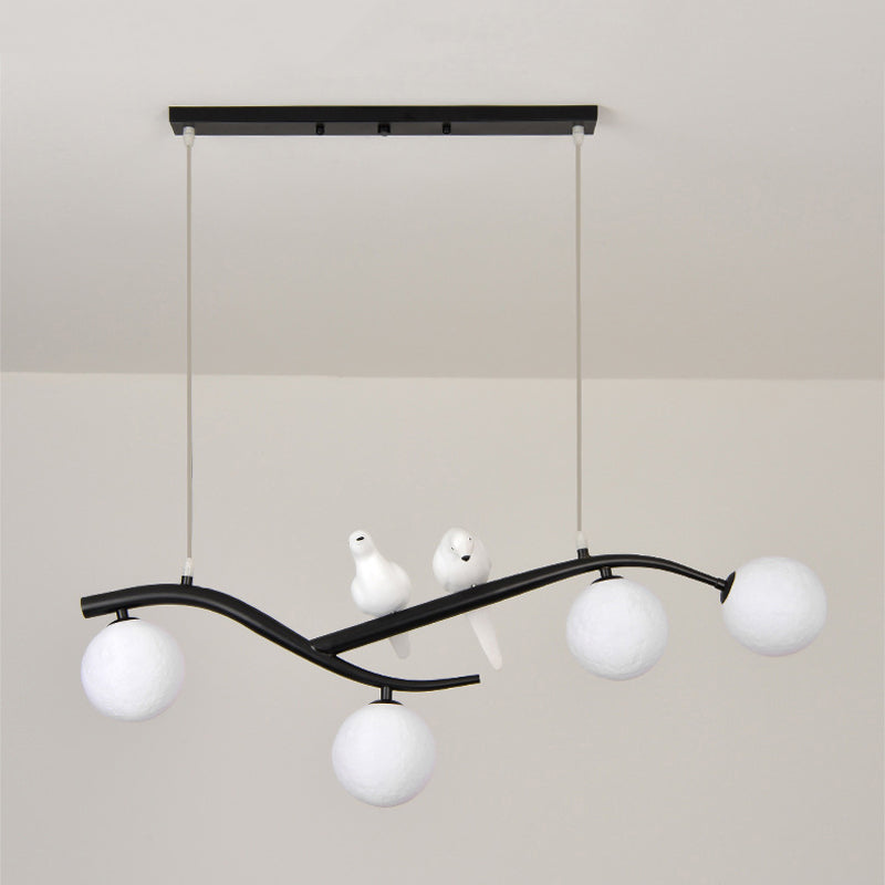 Modern Style Ball Shade Pendant Lighting 4-Lights Glass Hanging Lamp for Dining Room