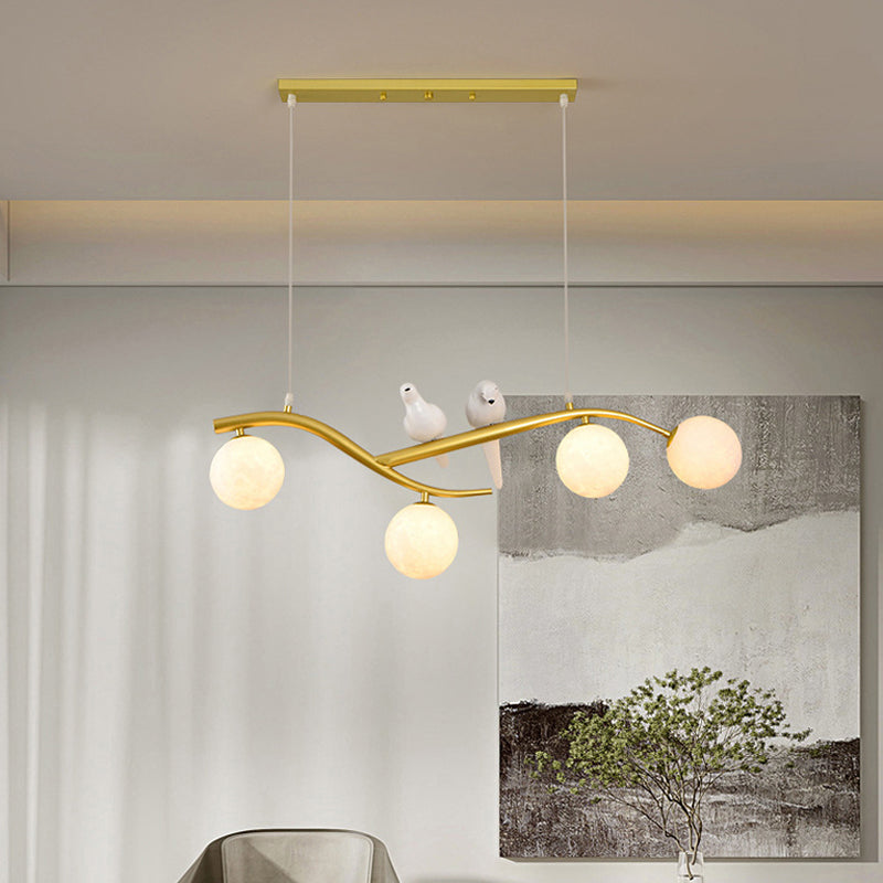 Modern Style Ball Shade Pendant Lighting 4-Lights Glass Hanging Lamp for Dining Room