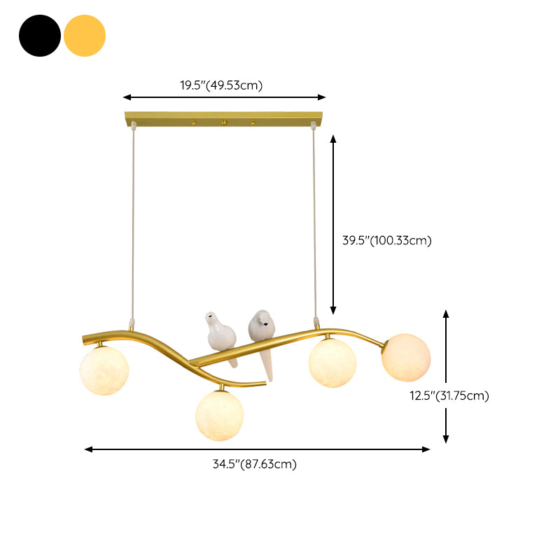 Modern Style Ball Shade Pendant Lighting 4-Lights Glass Hanging Lamp for Dining Room