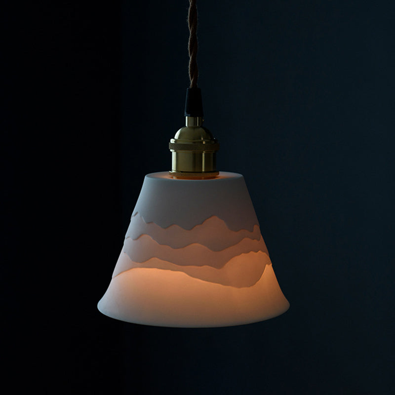 Modern Metal Wall Sconce Cone Shape Wall Lamps with Ceramic Shade