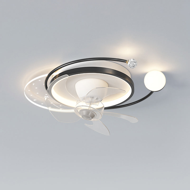 Geometric LED Ceiling Fan Iron and Acrylic Fan Light in Black / Gold