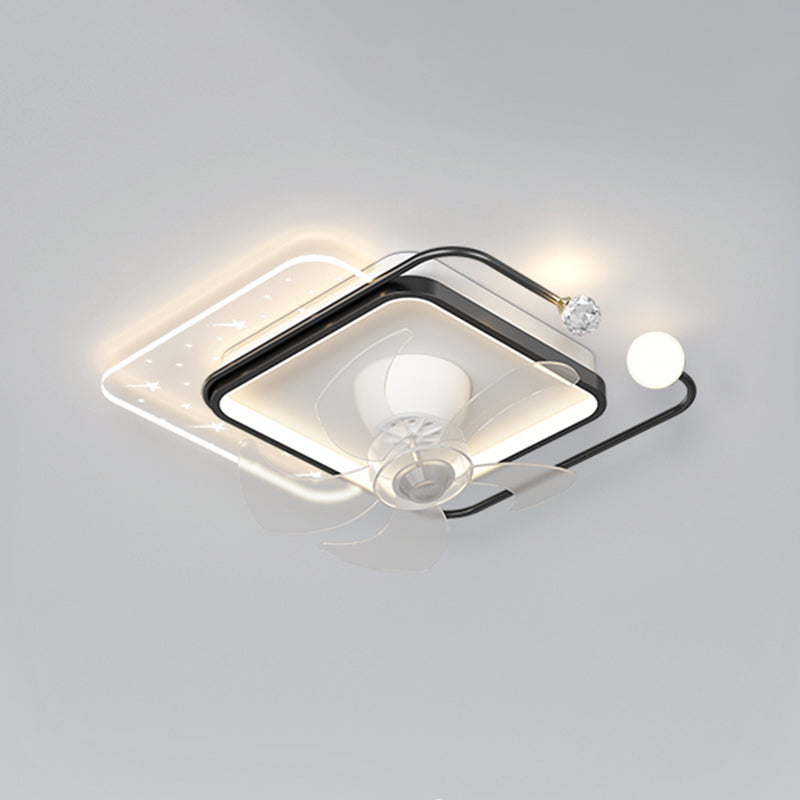 Geometric LED Ceiling Fan Iron and Acrylic Fan Light in Black / Gold