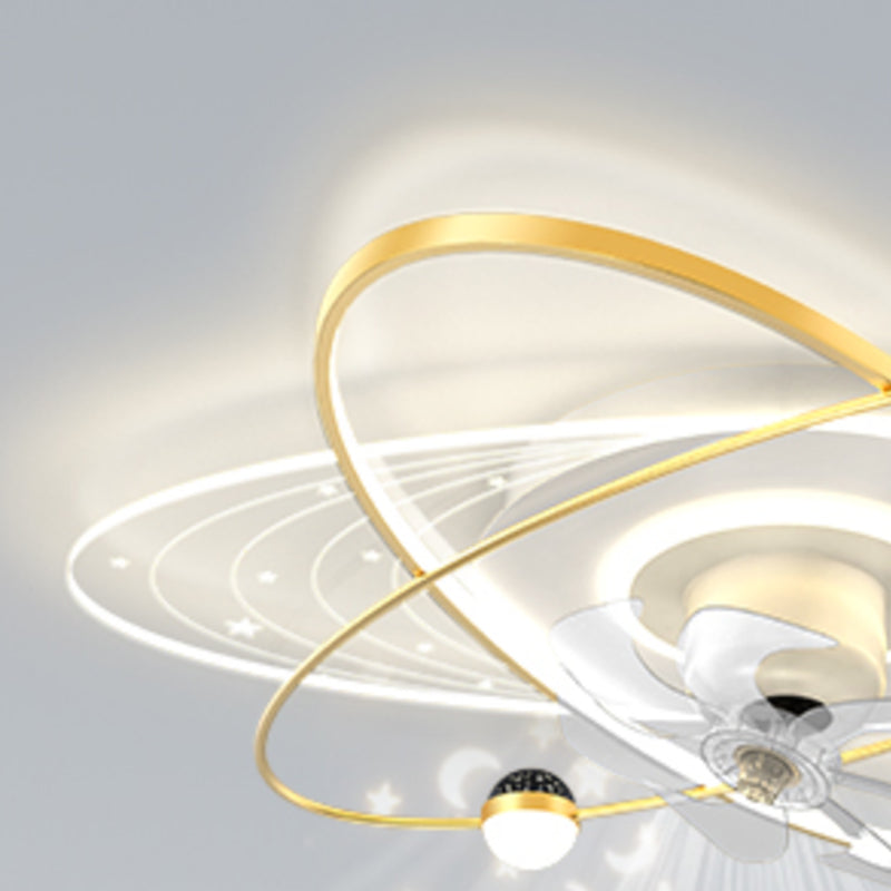 Geometric LED Ceiling Fan Iron and Acrylic Fan Light in Black / Gold