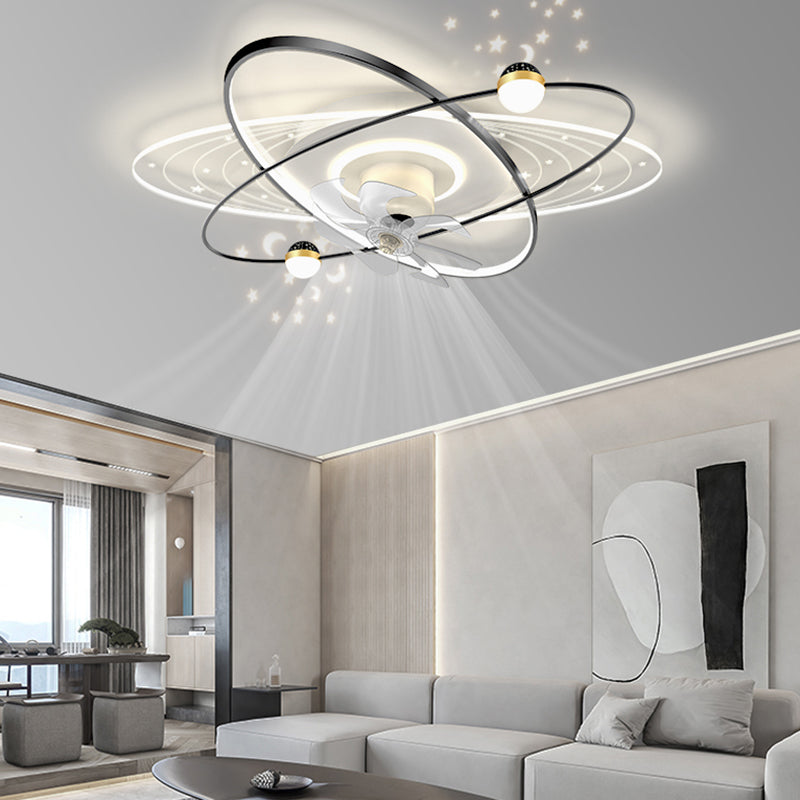 Geometric LED Ceiling Fan Iron and Acrylic Fan Light in Black / Gold