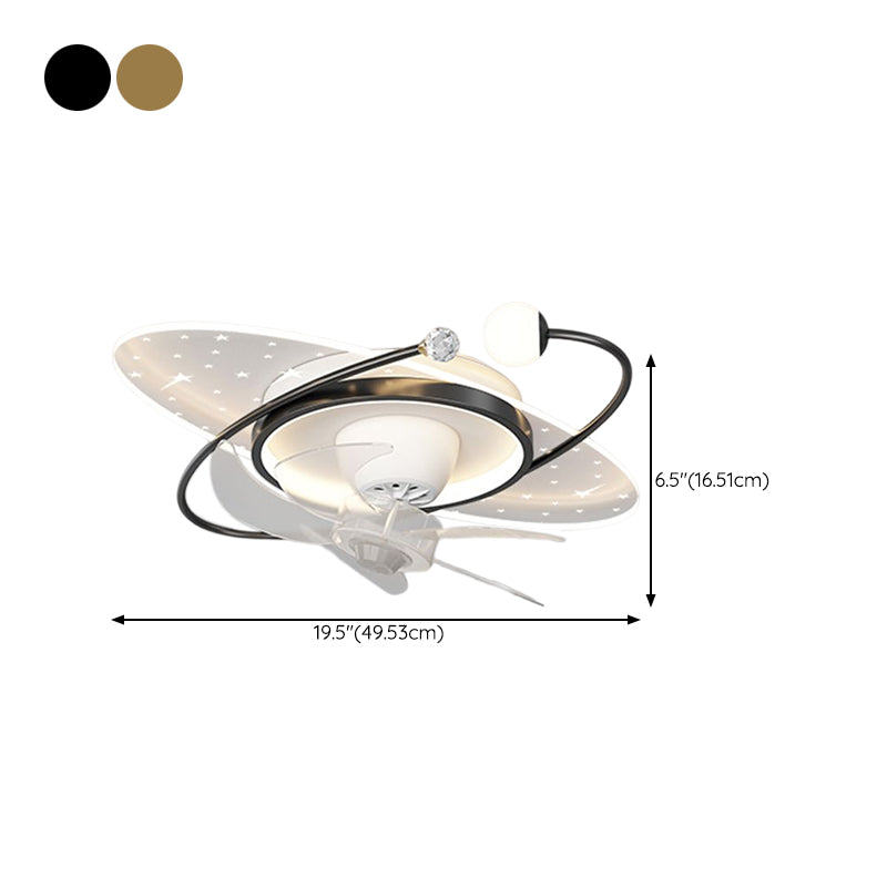 Geometric LED Ceiling Fan Iron and Acrylic Fan Light in Black / Gold