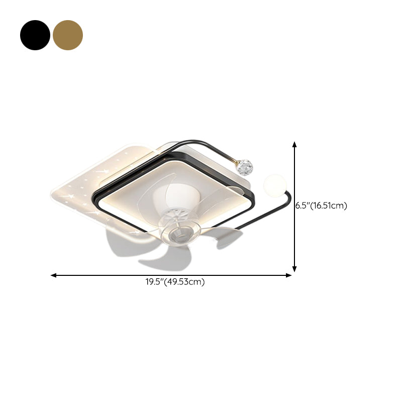 Geometric LED Ceiling Fan Iron and Acrylic Fan Light in Black / Gold