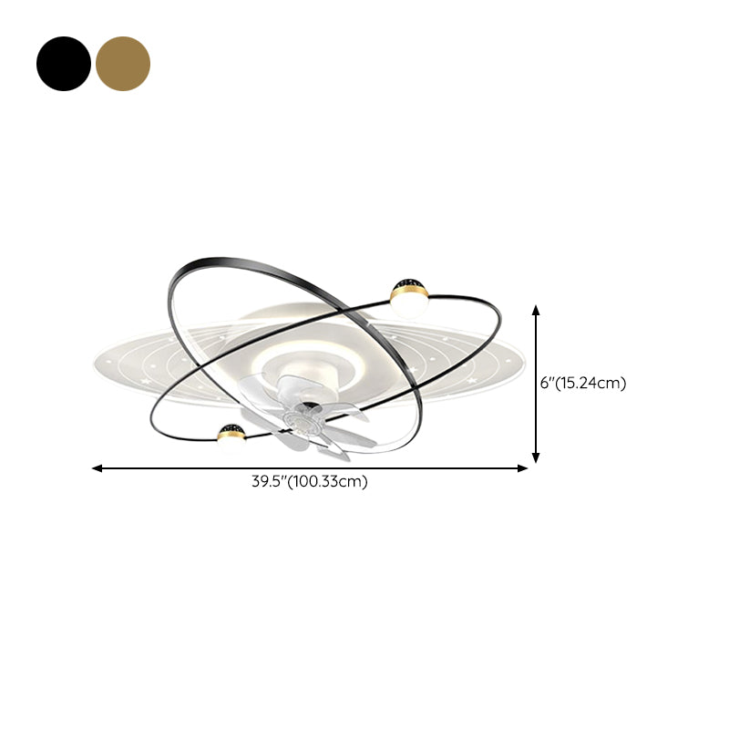 Geometric LED Ceiling Fan Iron and Acrylic Fan Light in Black / Gold