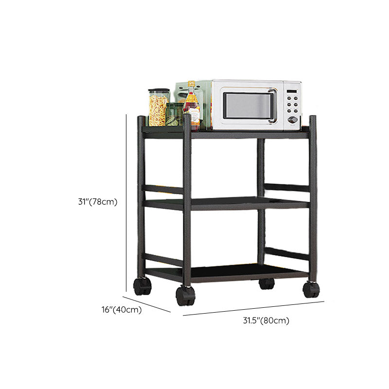 Modern Dining Room Prep Table Black Kitchen Trolley with Locking Wheels