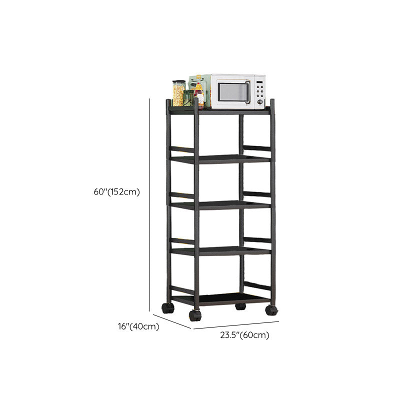 Modern Dining Room Prep Table Black Kitchen Trolley with Locking Wheels