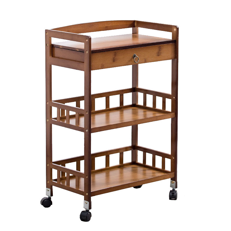 Modern Wooden Prep Table Open Shelves Rectangular Kitchen Trolley